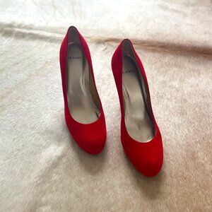 St John Red Suede Shoes Size 8.5M